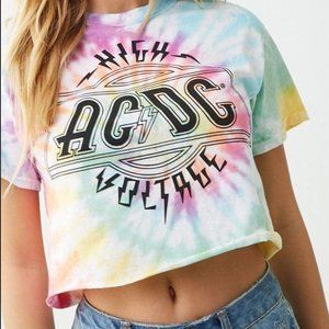 tie dye ACDC cropped tshirt